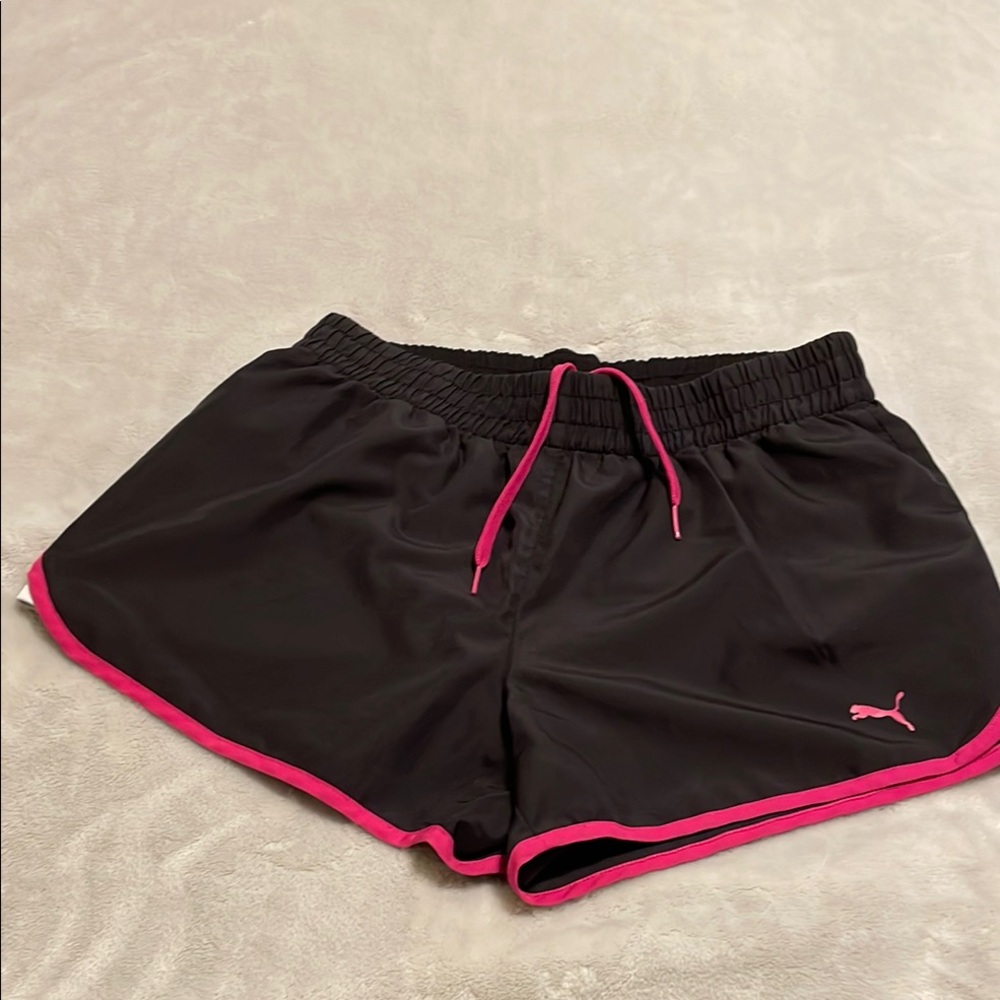 Puma Black and Pink Athletic Shorts Lightweight Modern Design